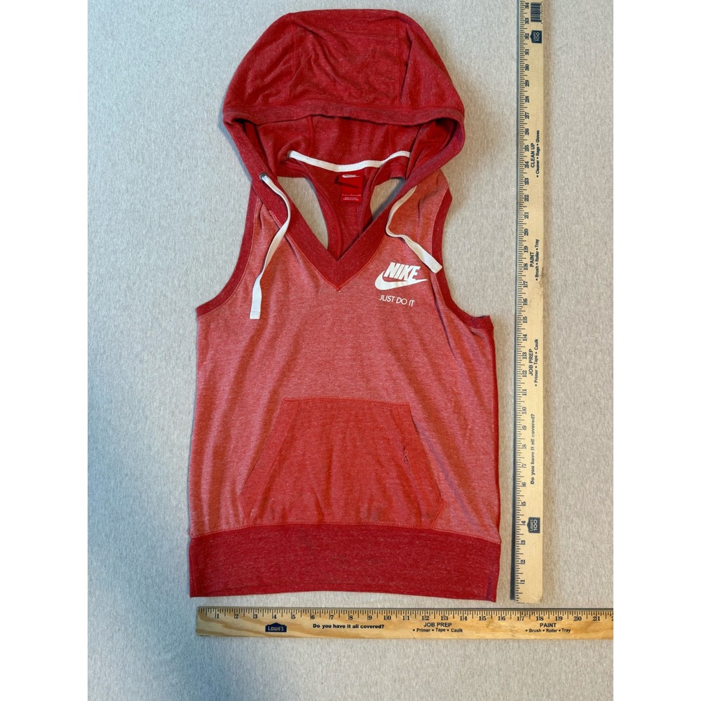 Nike Womens Sleeveless Hoodie Heather Red Racerback Just Do It Tank Top Small